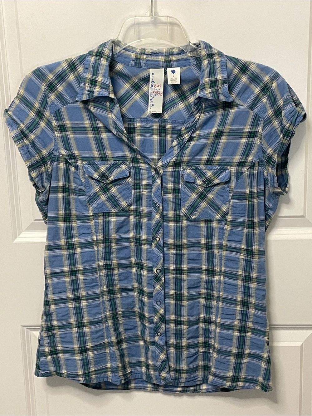 Girl Krazy 90’s Plaid Snap Front Shirt Large